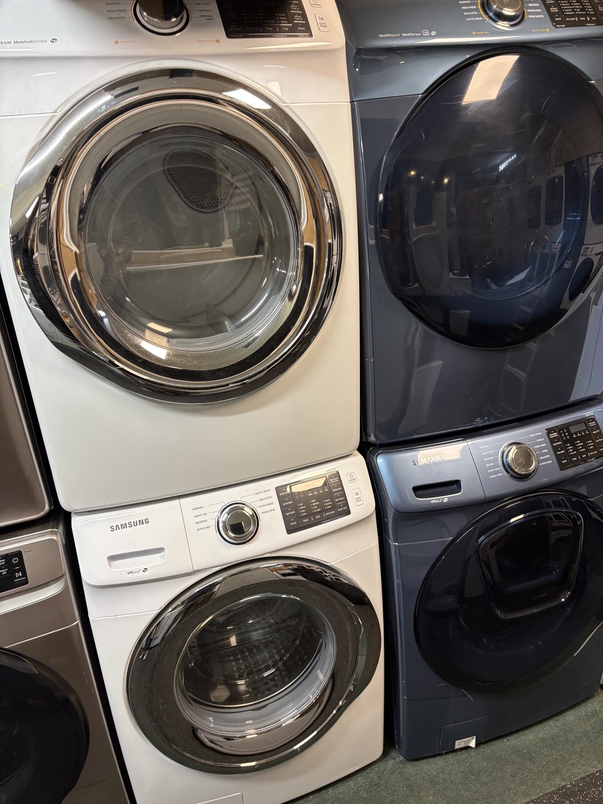 Samsung white front-load washer and dryer set