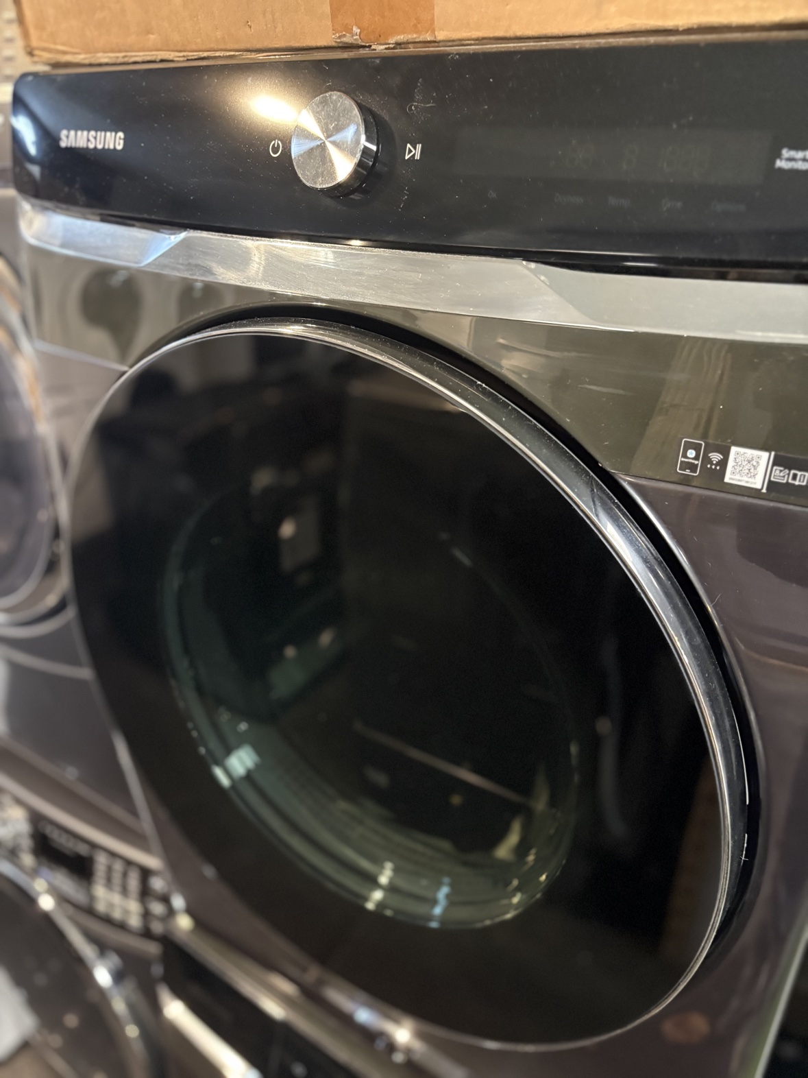 Samsung gas dryer door, front view