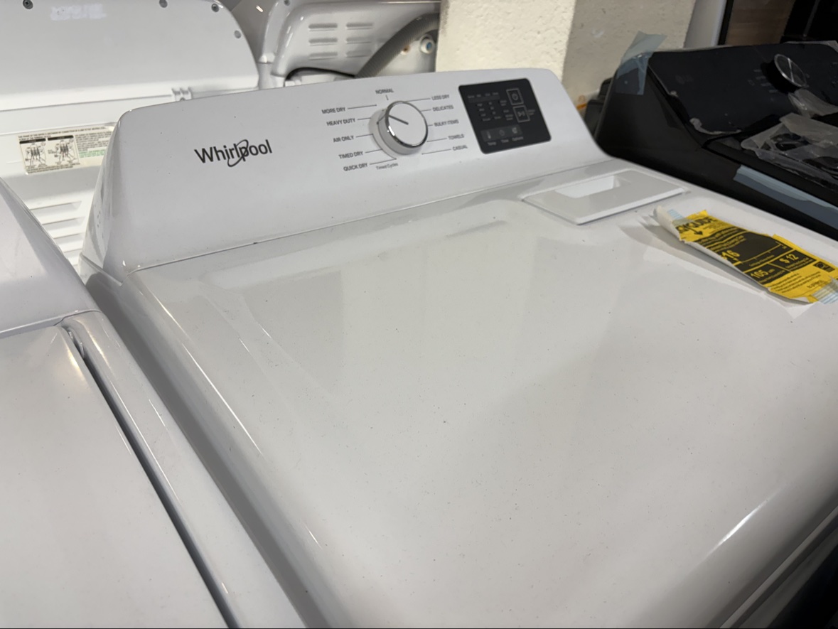 Whirlpool dryer control panel with cycle dial and touch controls