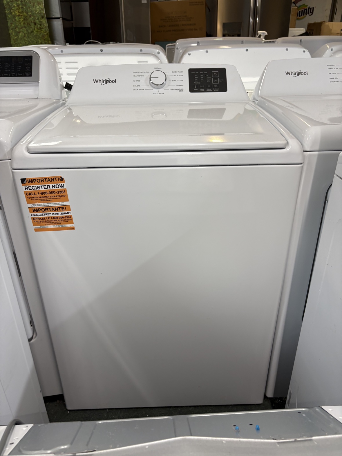 Whirlpool top-load washer, front view