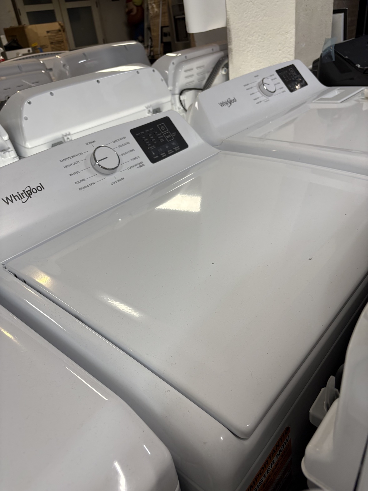 Whirlpool washer and dryer set viewed from above